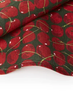 Large Napkins Set Of 2Cherries Verde in Linen