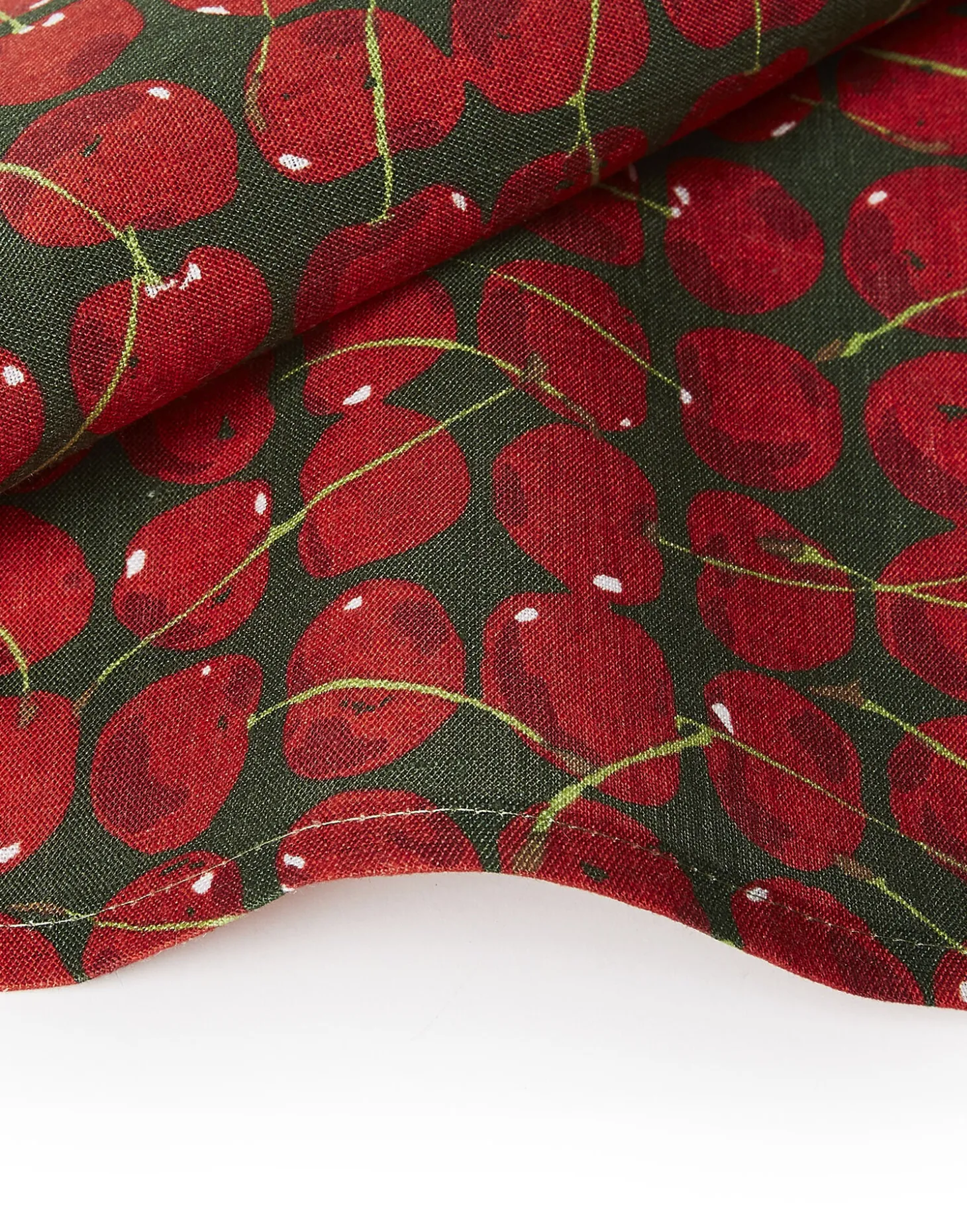 Large Napkins Set Of 2Cherries Verde in Linen