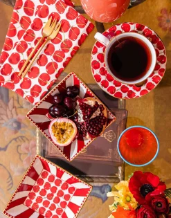 Large Napkins Set Of 2Cherries Avorio in Linen