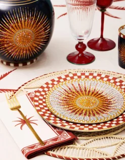 Large Napkins Set Of 2Date Palms Brick in Linen