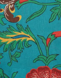 Large Napkins Set Of 2Dragon Flower Turchese in Linen