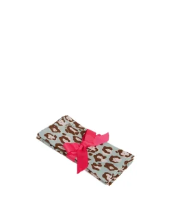 Large Napkins Set Of 2Lady Leopard Acqua in Linen