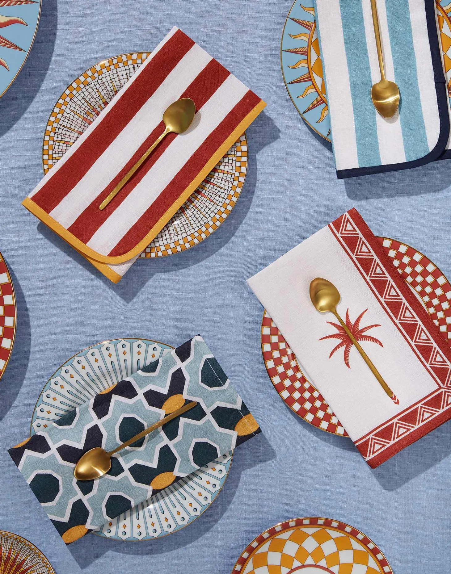 Large Napkins Set Of 2Plaza Small Light Blue in Linen