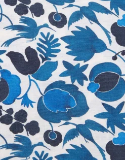 Large Napkins Set Of 2Wildbird Blu Small in Linen