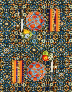 Large Tablecloth (180x350)Confetti Blu in Linen