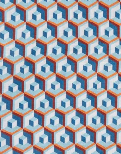 Large Tablecloth (180x350)Cubi Blu in Linen