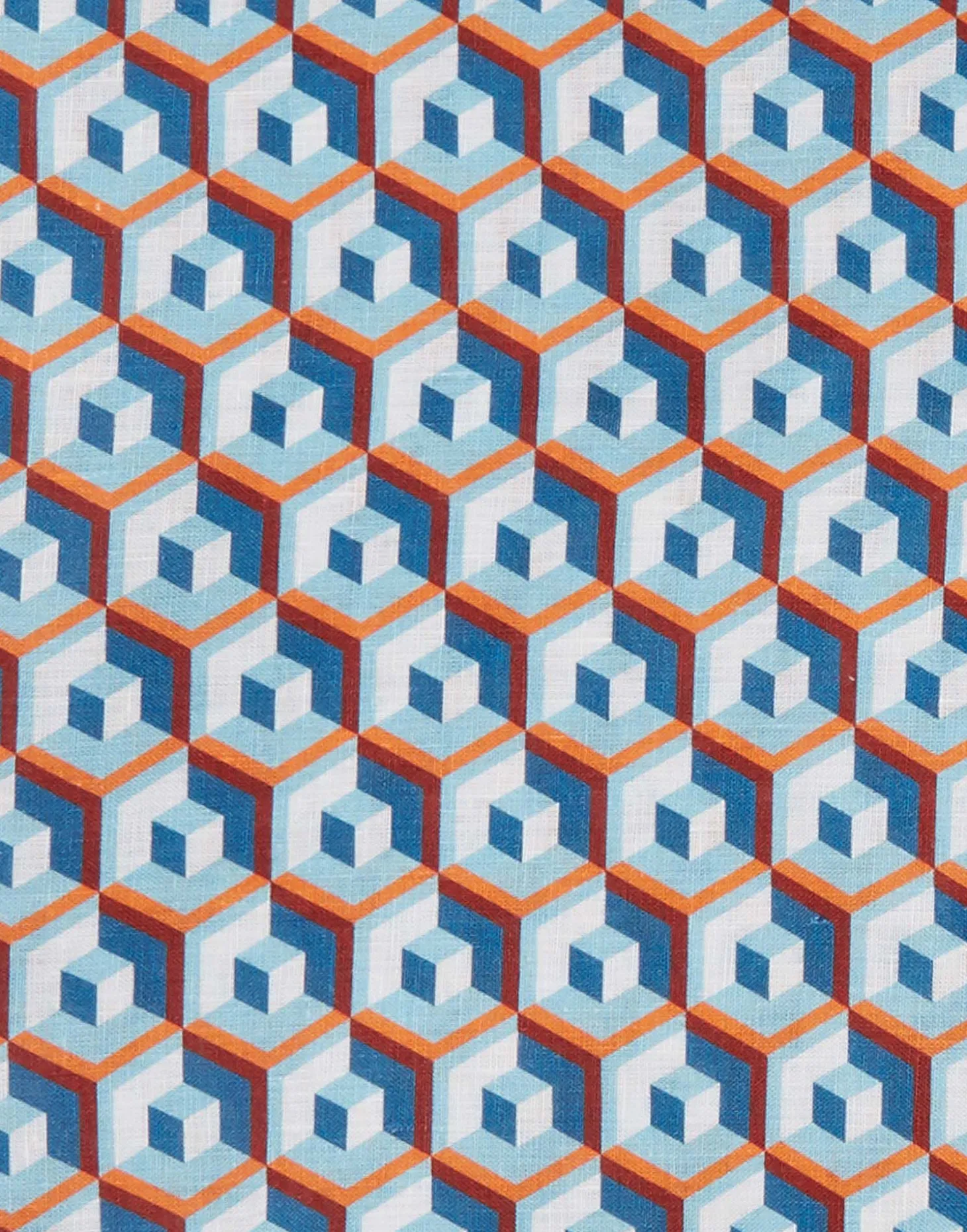 Large Tablecloth (180x350)Cubi Blu in Linen