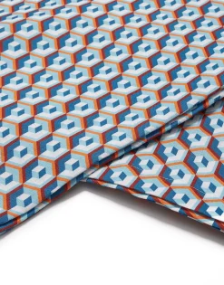 Large Tablecloth (180x350)Cubi Blu in Linen