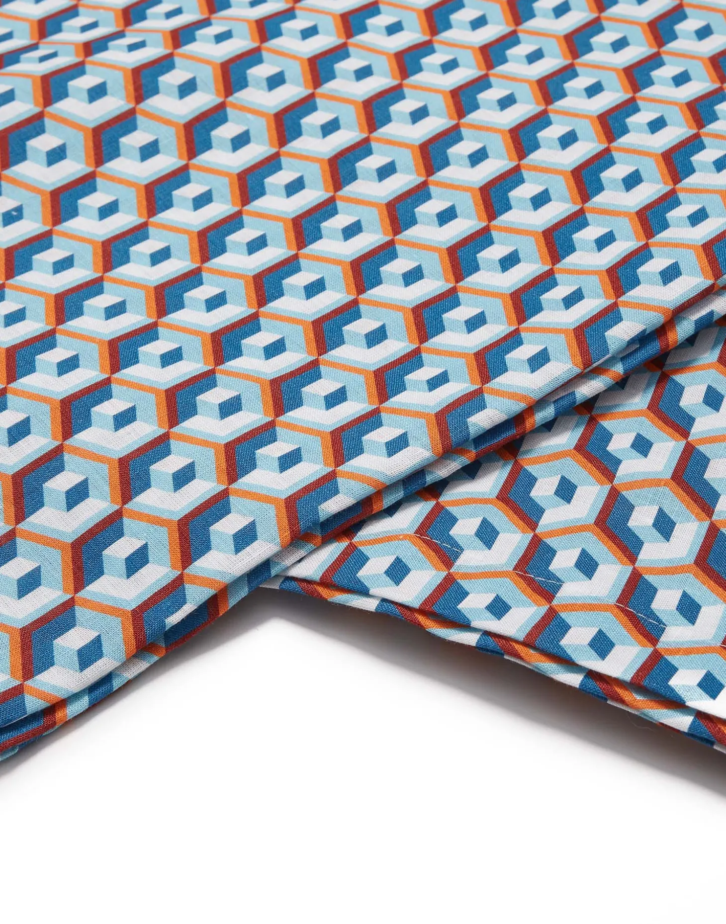 Large Tablecloth (180x350)Cubi Blu in Linen