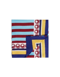 Large Tablecloth (180x350)Riga Bordeaux - Azzurro (Plac&eacute;e) in Linen