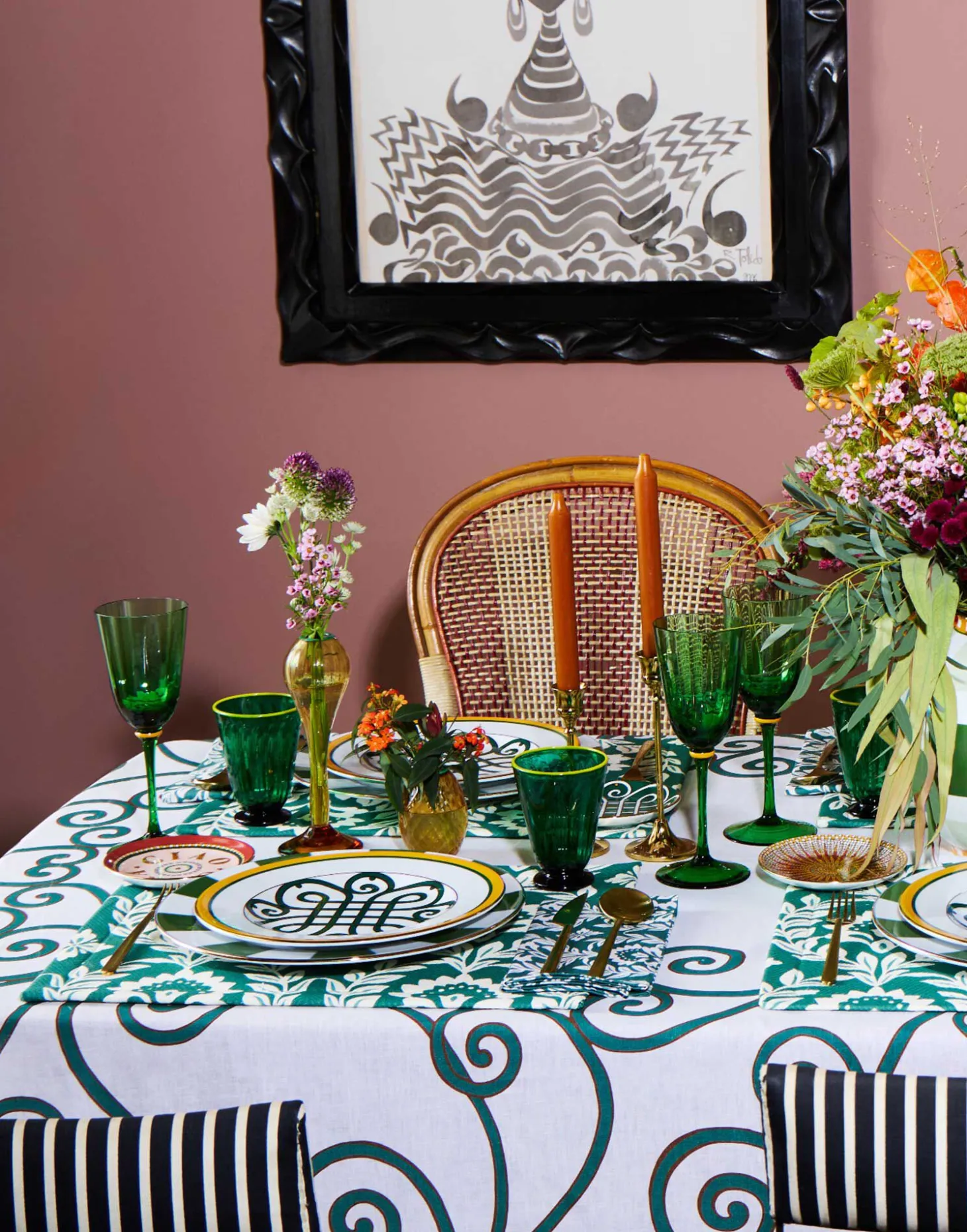 Large TableclothCortile Lilac in Linen