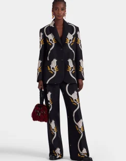 Let Loose PantsMelograno Black & White in Cady Wool