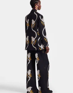 Let Loose PantsMelograno Black & White in Cady Wool