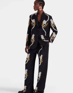 Let Loose PantsMelograno Black & White in Cady Wool