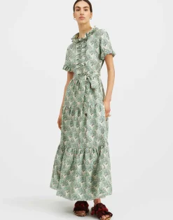 Long And Sassy DressFans Mint in Silk Twill