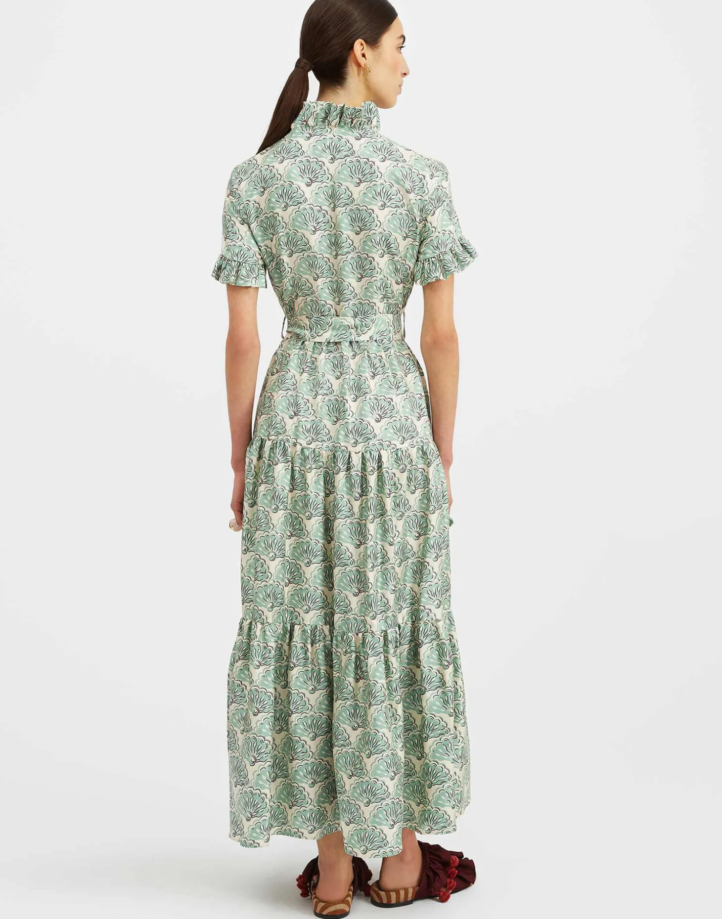 Long And Sassy DressFans Mint in Silk Twill