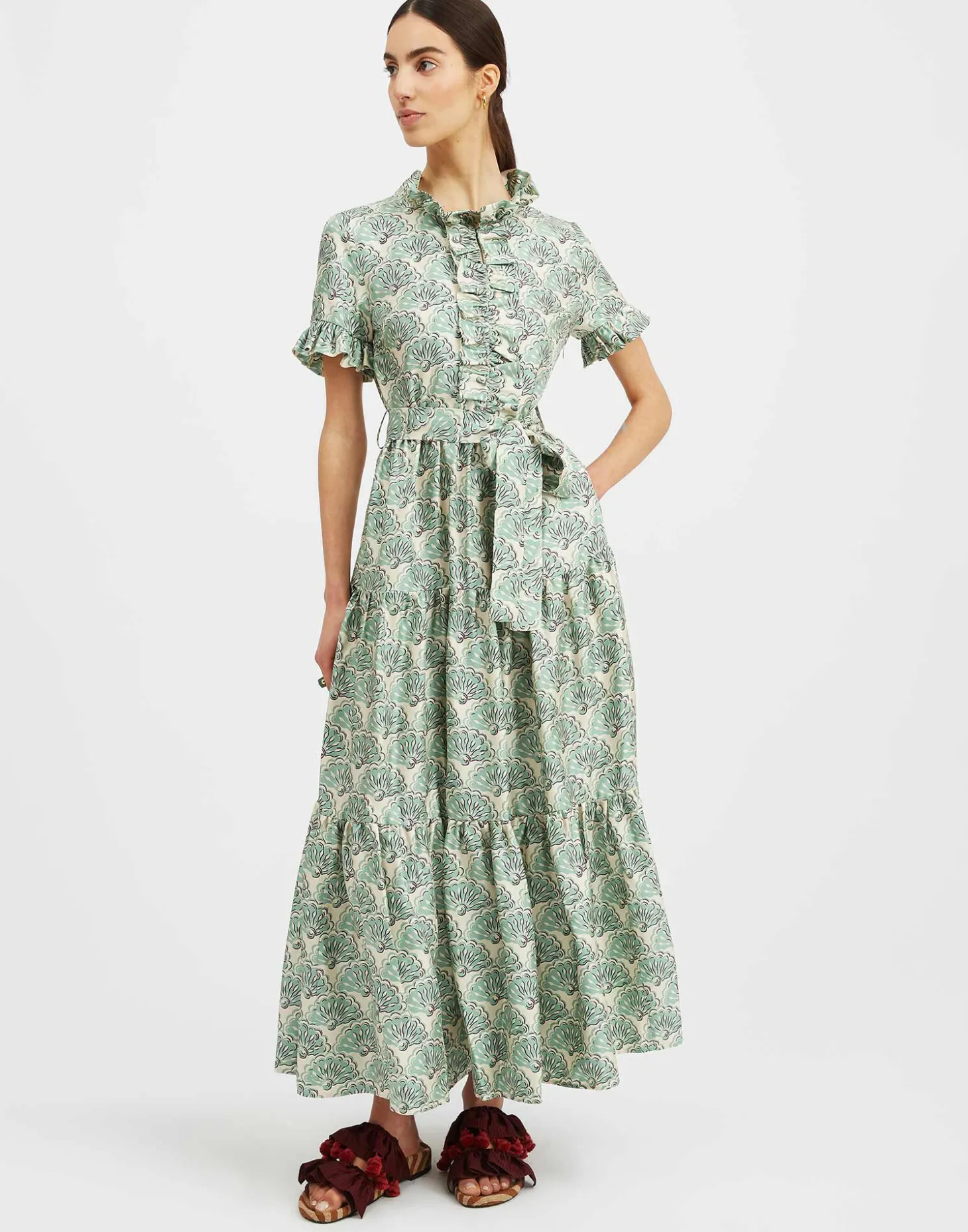 Long And Sassy DressFans Mint in Silk Twill