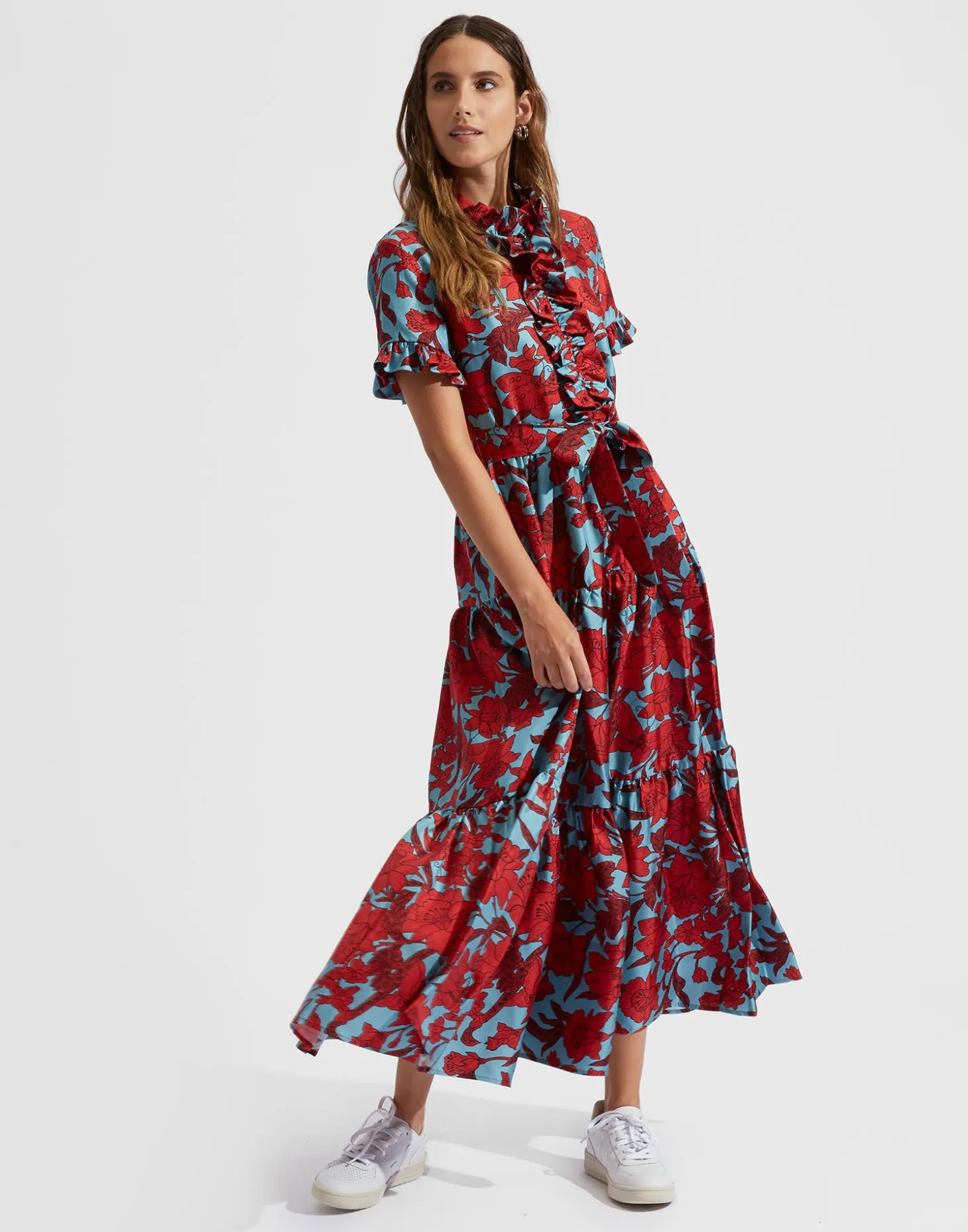 Long and Sassy DressLilium Turchese in Silk Twill