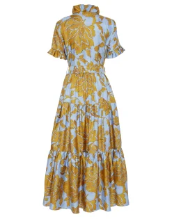 Long And Sassy DressTangle Light Blue in Silk Twill