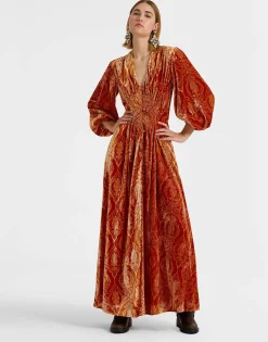 Long Camerino DressBanquet Orange in Devoré