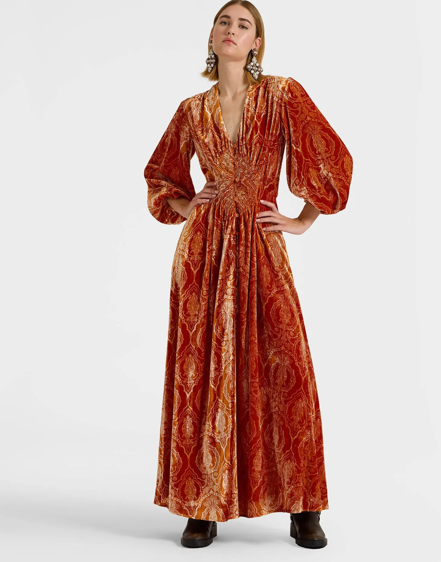 Long Camerino DressBanquet Orange in Devoré