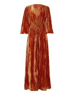 Long Camerino DressBanquet Orange in Devor&eacute;