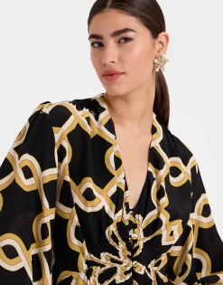 Long Camerino DressTackle Black in Crepe De Chine Silk