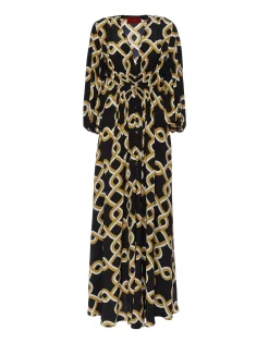 Long Camerino DressTackle Black in Crepe De Chine Silk