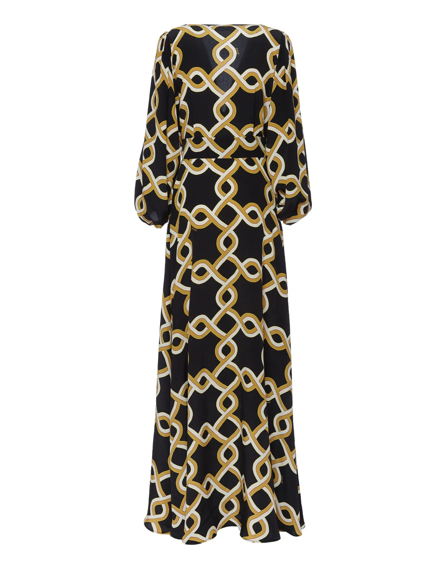 Long Camerino DressTackle Black in Crepe De Chine Silk