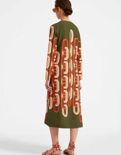 Long Sleeve Midi Swing DressPrometheus Placée Camouflage in Sablé