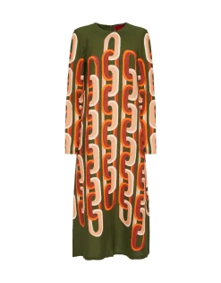 Long Sleeve Midi Swing DressPrometheus Placée Camouflage in Sablé