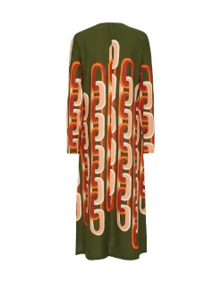 Long Sleeve Midi Swing DressPrometheus Placée Camouflage in Sablé