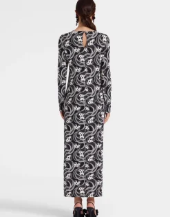 Long Sleeve Swing DressAperol Black & White in Flowy Jersey