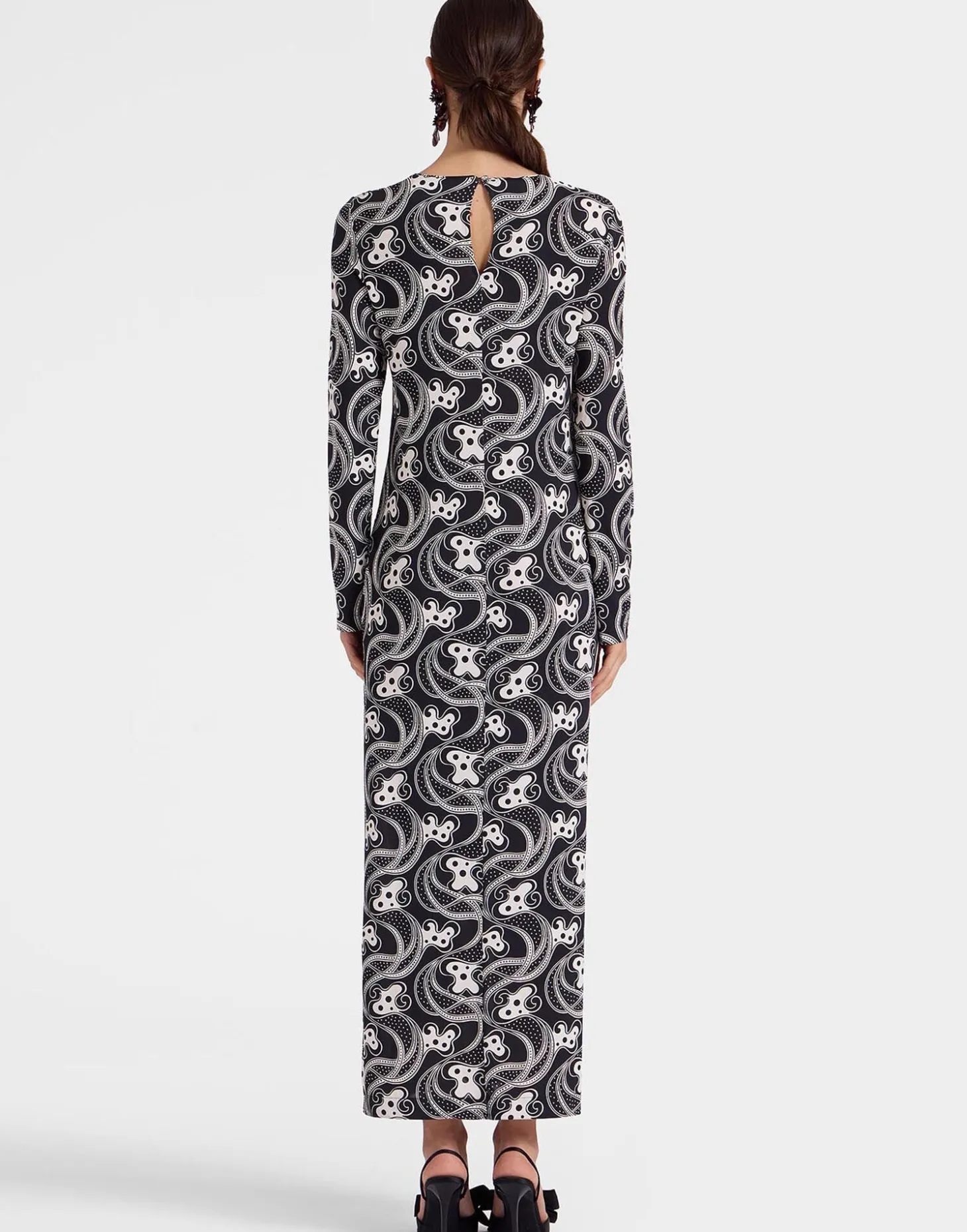 Long Sleeve Swing DressAperol Black & White in Flowy Jersey