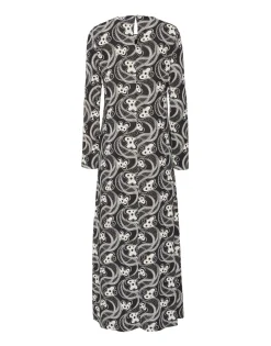 Long Sleeve Swing DressAperol Black & White in Flowy Jersey