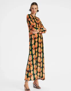 Long Sleeve Swing DressArcturus Blue Petrol in Velvet Devor&eacute;