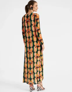 Long Sleeve Swing DressArcturus Blue Petrol in Velvet Devor&eacute;