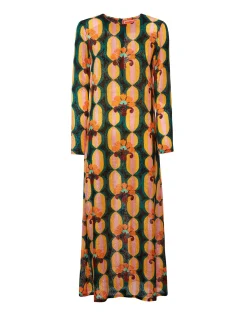 Long Sleeve Swing DressArcturus Blue Petrol in Velvet Devoré