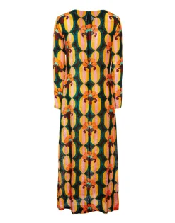 Long Sleeve Swing DressArcturus Blue Petrol in Velvet Devoré