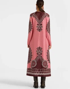 Long Sleeve Swing DressOltrarno Plac&eacute;e Pink in Silk Twill