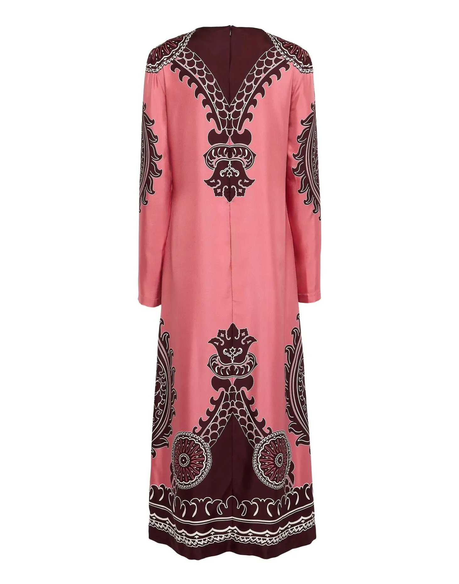 Long Sleeve Swing DressOltrarno Placée Pink in Silk Twill