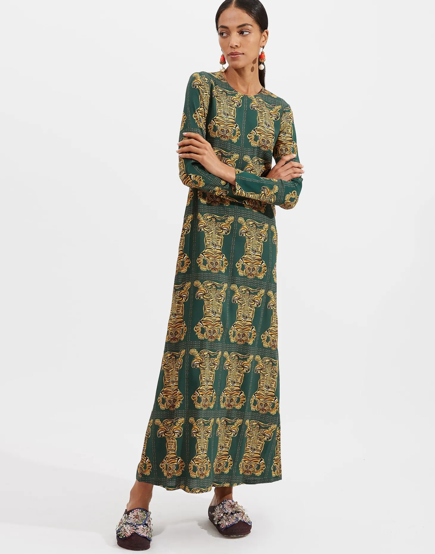 Long Sleeve Swing DressTiger Tiles in Sablé