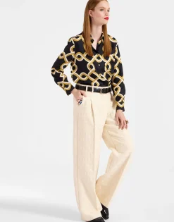 Loose PantsCreamy in Jacquard