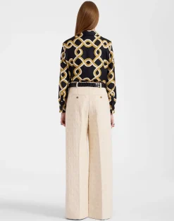 Loose PantsCreamy in Jacquard