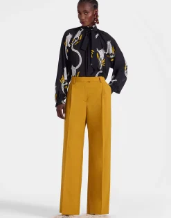 Loose PantsSolid Dark Yellow in Stretch Wool