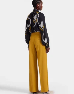 Loose PantsSolid Dark Yellow in Stretch Wool