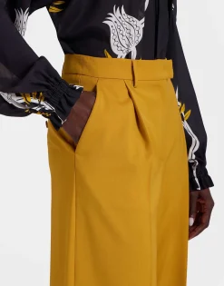 Loose PantsSolid Dark Yellow in Stretch Wool