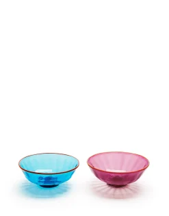 Luxury Nut Bowl Set of 2Turchese/Viola in Glass