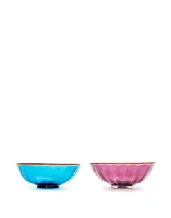 Luxury Nut Bowl Set of 2Turchese/Viola in Glass