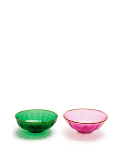 Luxury Nut Bowl Set of 2Verde/Rosa in Glass